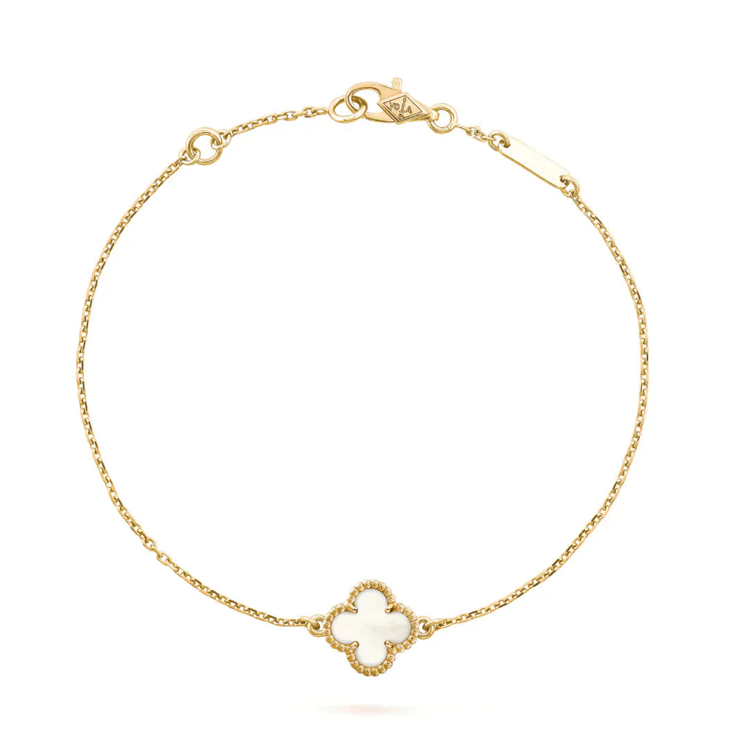 [Elitejewels]CLOVER WHITE MOP SINGLE FLOWER BRACELET