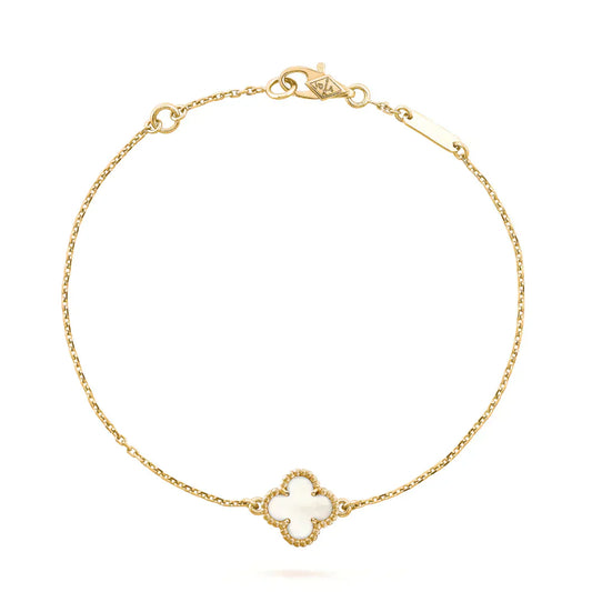 [Elitejewels]CLOVER WHITE MOP SINGLE FLOWER BRACELET