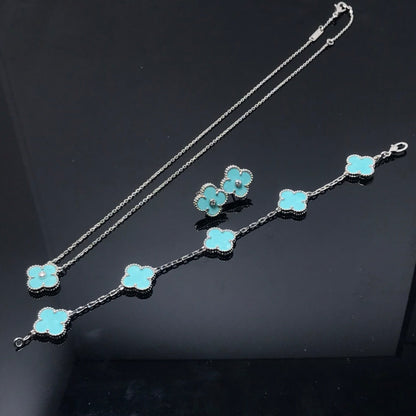 [Elitejewels]CLOVER 1 DIAMOND BLUE SKY SILVER EARRINGS