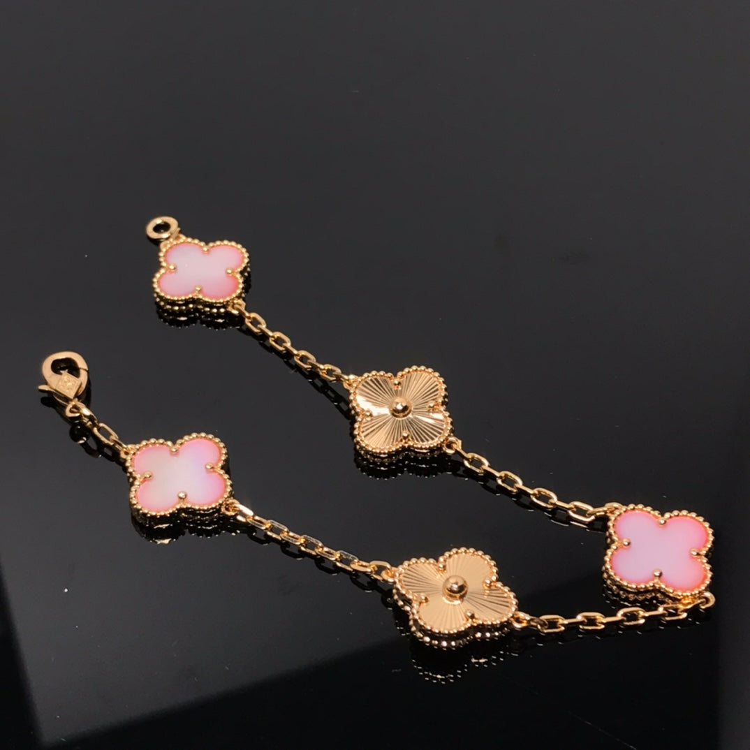 [Elitejewels] KLEEBLATT ARMBAND 5 MOTIV ROSA UND ROSA GOLD