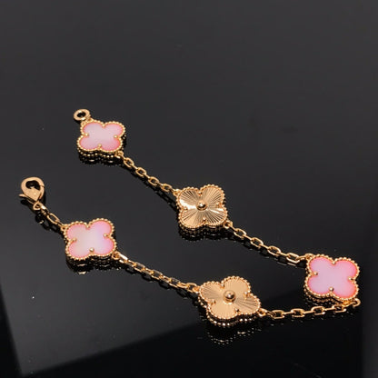 [Elitejewels]クローバーブレスレット 5モチーフ ピンク＆ピンクゴールド