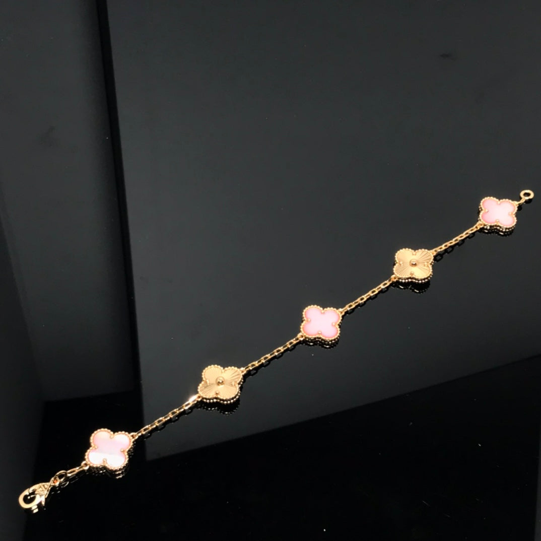 [Elitejewels] KLEEBLATT ARMBAND 5 MOTIV ROSA UND ROSA GOLD