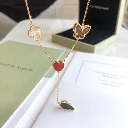 [Elitejewels]LUCKY SPRING 4 MOTIFS ROSE GOLD NECKLACE