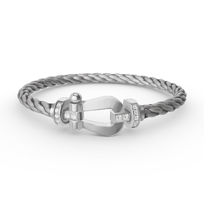 [Elitejewels]FORCE GROSSES HUFEISEN-HALBDIAMANTARMBAND SILBER