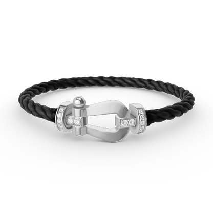 [Elitejewels]FORCE GROSSES HUFEISEN-HALBDIAMANTARMBAND SILBER