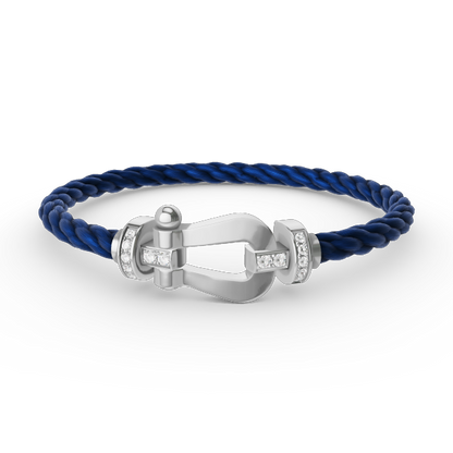 [Elitejewels]FORCE GROSSES HUFEISEN-HALBDIAMANTARMBAND SILBER