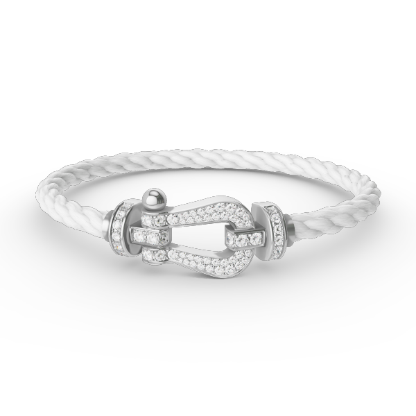 [Elitejewels]FORCE LARGE HORSESHOE FULL DIAMOND BRACELET SILVER