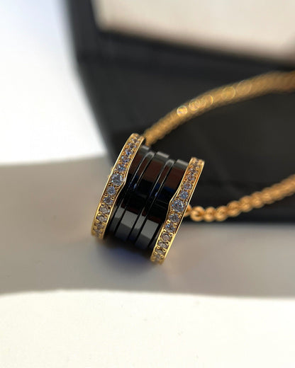 [Elitejewels]ZERO 1 SCHWARZE KERAMIK DIAMANT ROSGOLD HALSKETTE